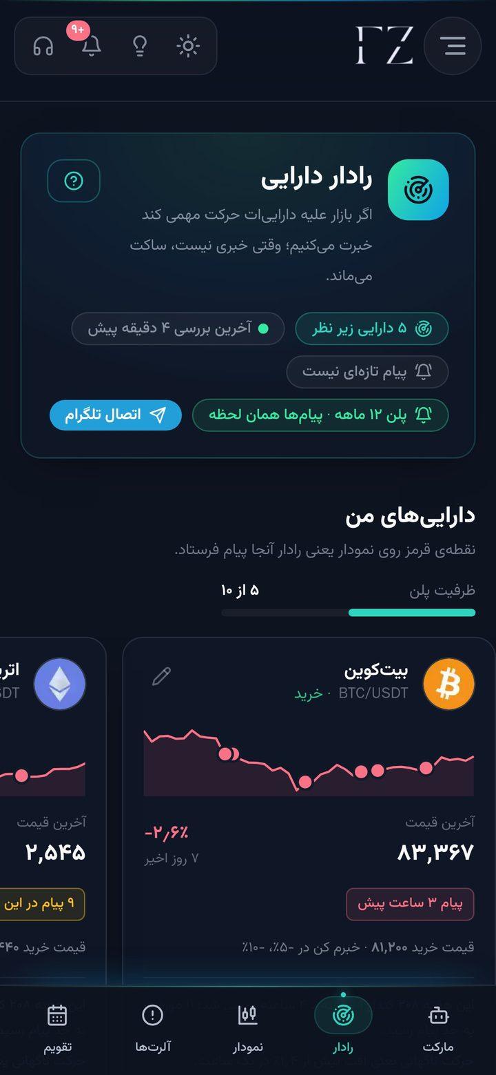 رادار دارایی روی موبایل