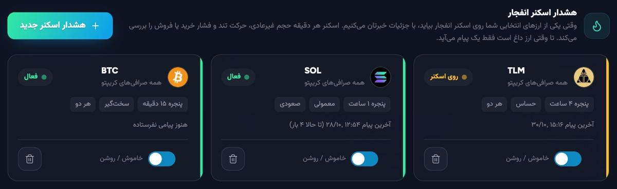 کارت‌های هشدار اسکنر انفجار