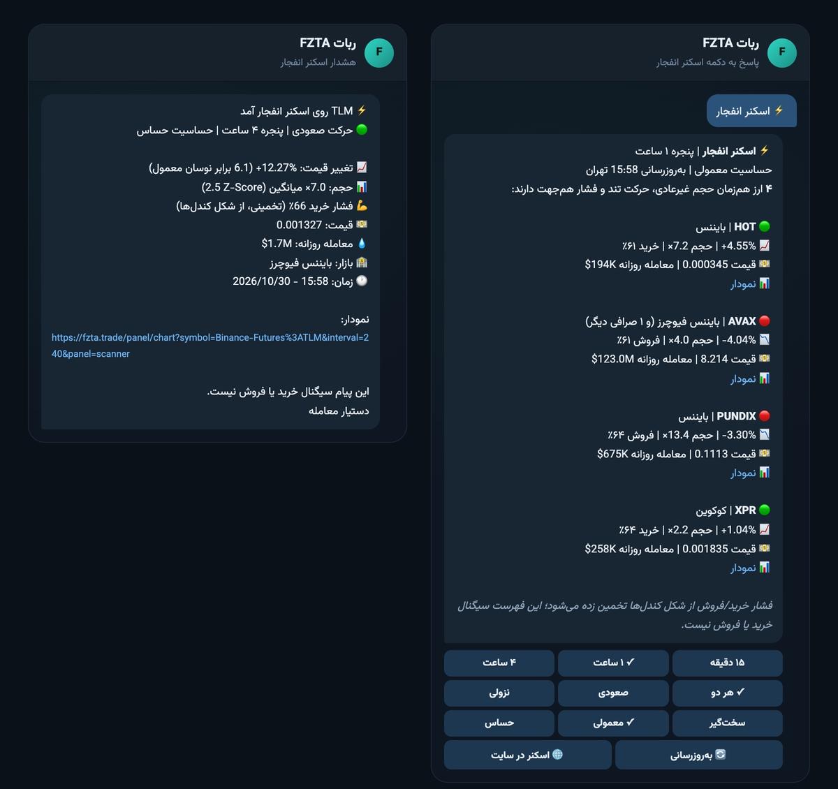 اسکنر انفجار و هشدار اسکنر در ربات تلگرام FZTA